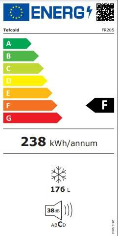 Tefcold FR 205 SL Arkkupakastin, energialuokka