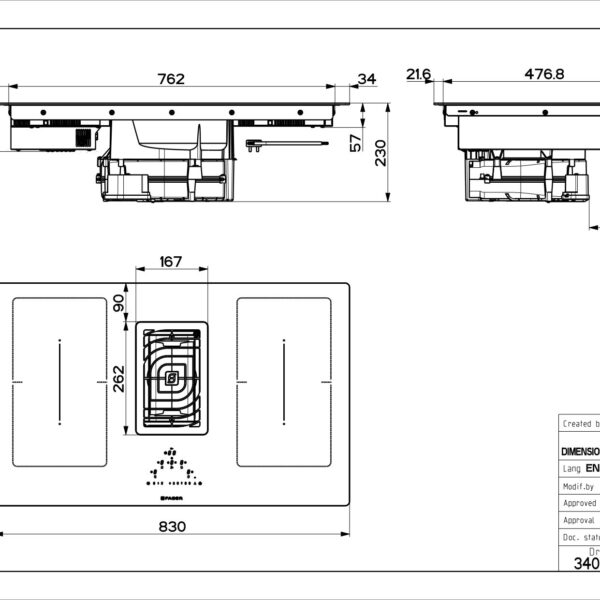 Alternative view of Faber Galileo Smart Induktiotaso liesituulettimella