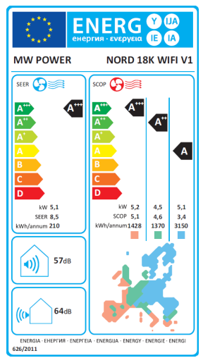 MW Power NORD 18K WIFI V1 ilmalämpöpumppu – kuva 2