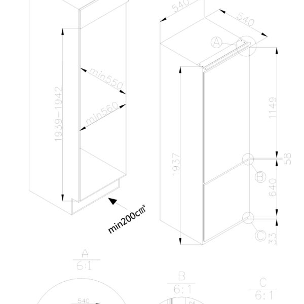 Kluge KCN2273J Jääkaappipakastin – kuva 2