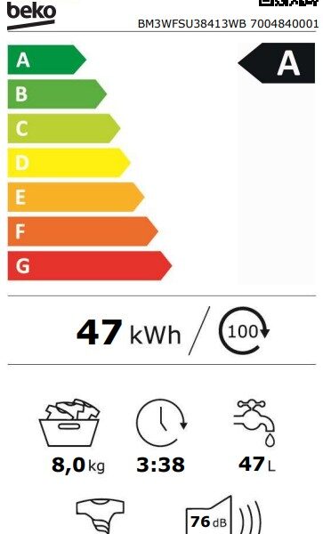 Beko BM3WFSU38413WB Pyykinpesukone – kuva 6