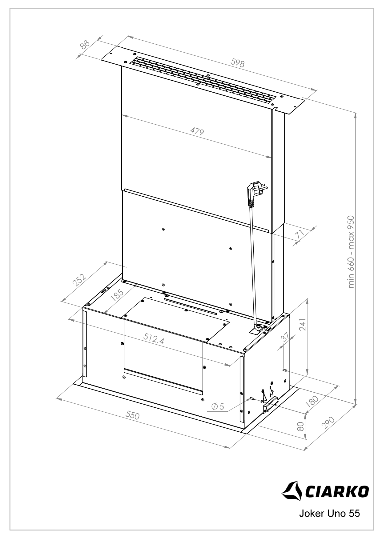 Ciarko Design JOKERUNO55BSL Liesituuletin – kuva 4