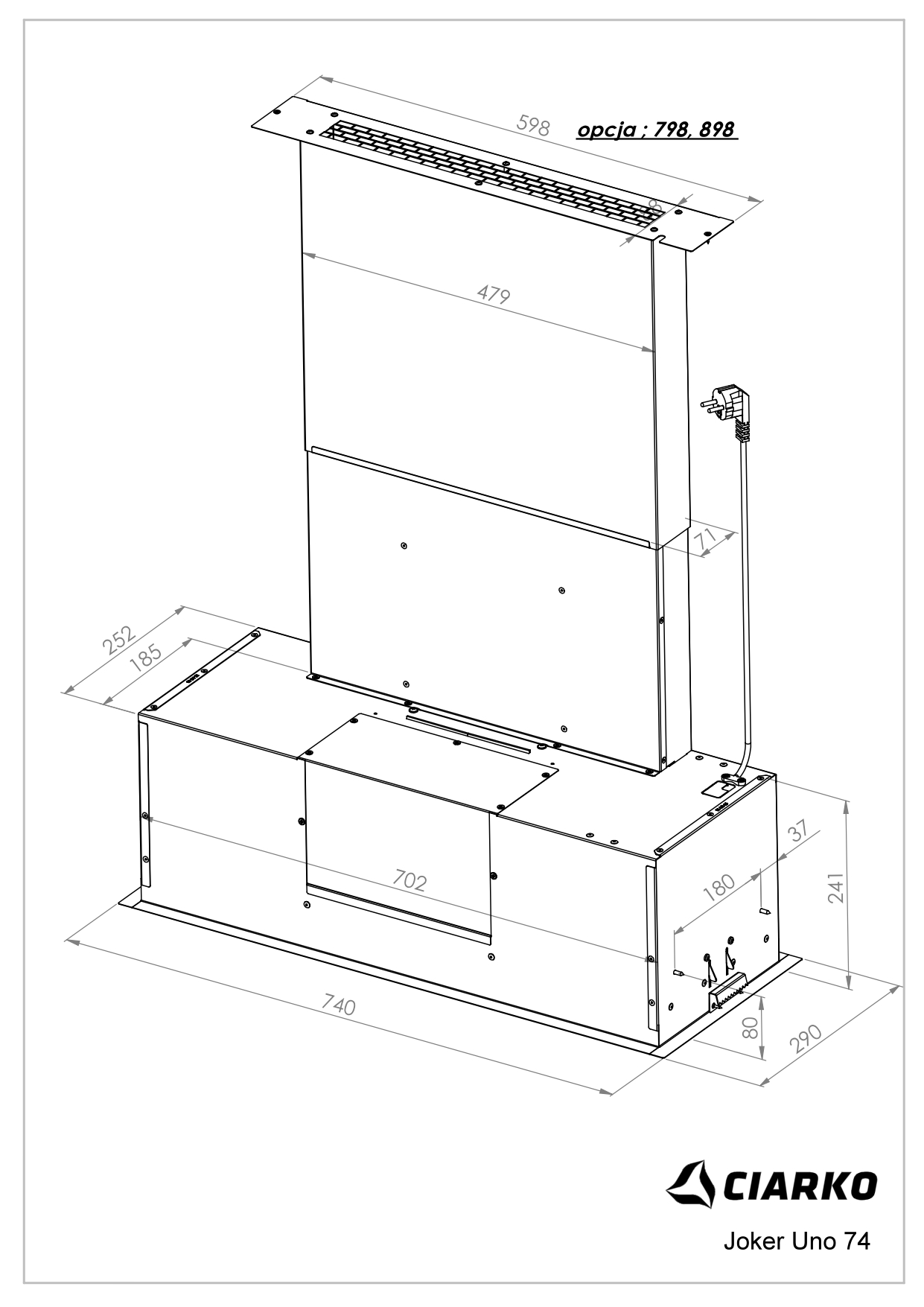 Ciarko Design JOKERUNO74WSL Liesituuletin – kuva 4