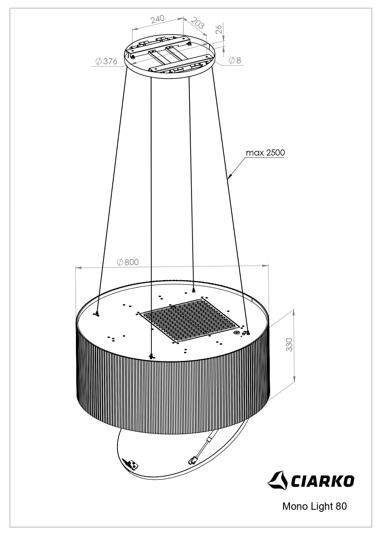 Ciarko Design MONOLIGHTIS80GSL Saarekeliesituuletin – kuva 1