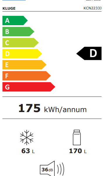 Kluge KCN2233J Integroitava Jääkaappipakastin – kuva 7