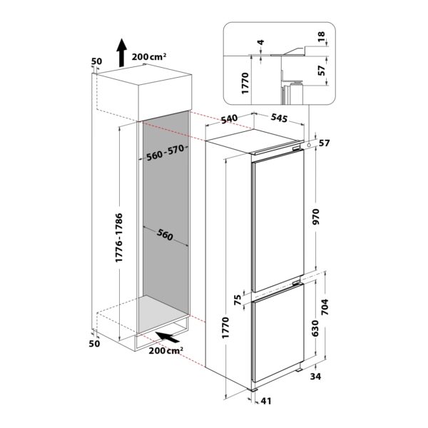 Whirlpool WHC18D031A1 Integroitava Jääkaappipakastin – kuva 3