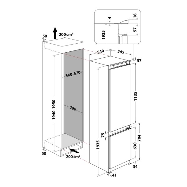 Whirlpool WHC20D023D1SF Integroitava Jääkaappipakastin – kuva 7