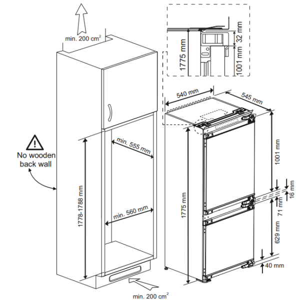 Beko BCNA275E4FN Integroitava Jääkaappipakastin – kuva 1