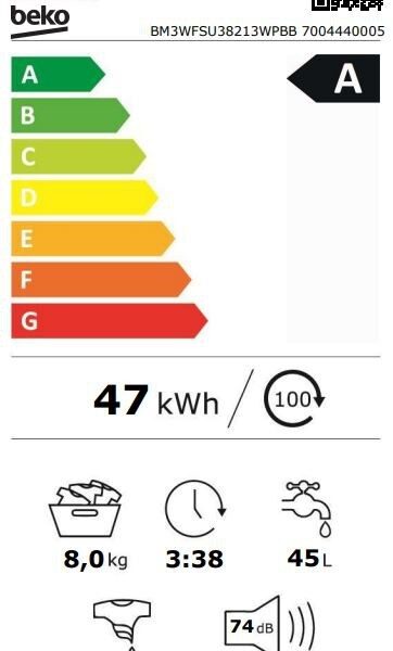 Beko BM3WFSU38213WPBB Pyykinpesukone – kuva 5