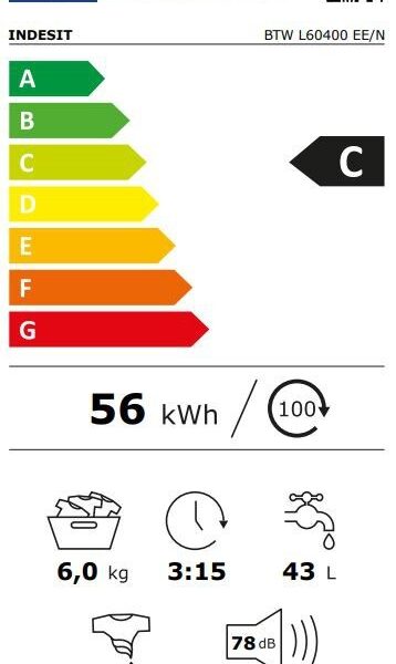 Indesit BTWL60400EEN Pyykinpesukone – kuva 4
