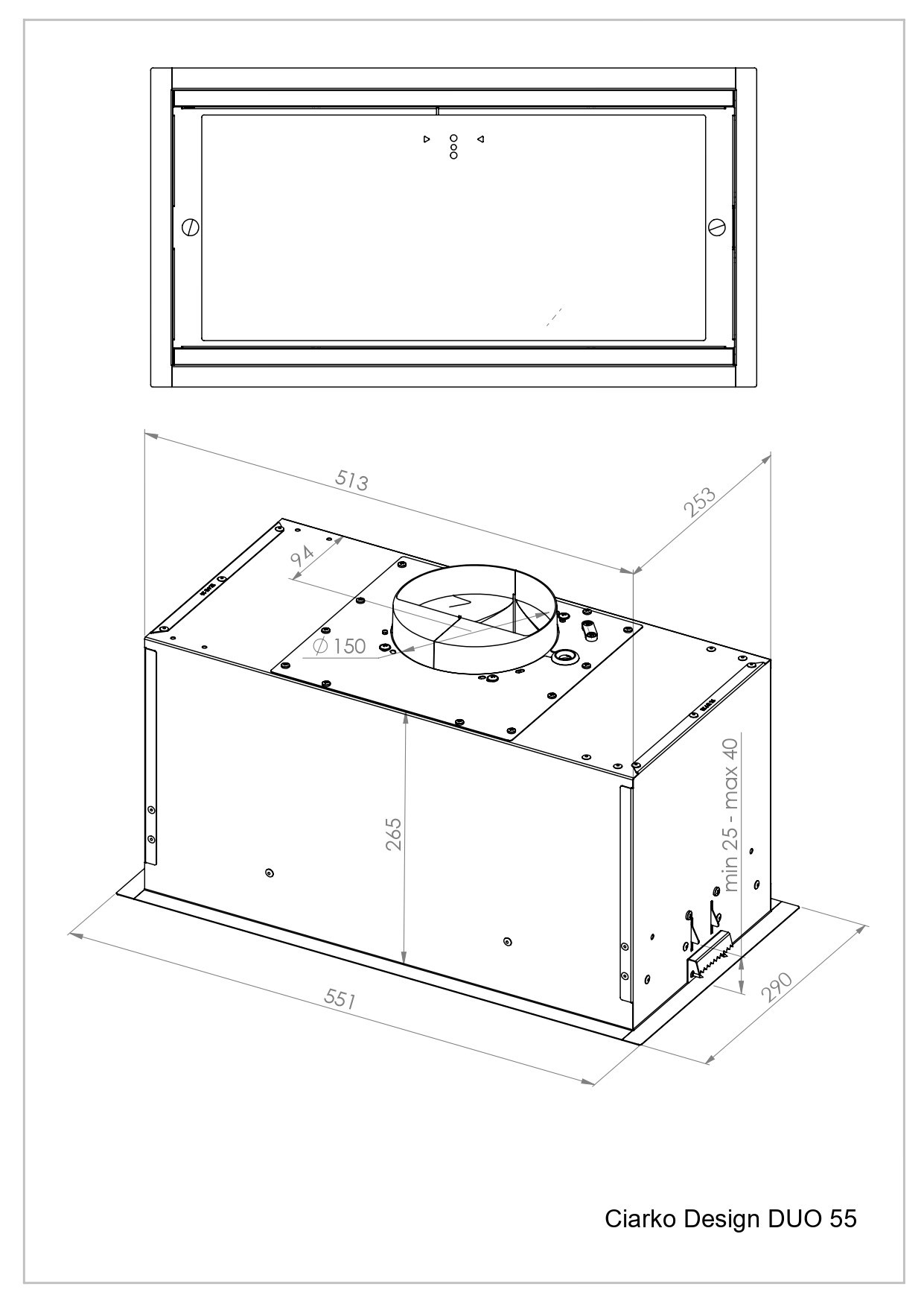 Ciarko Design DUO55BSL Liesituuletin – kuva 1