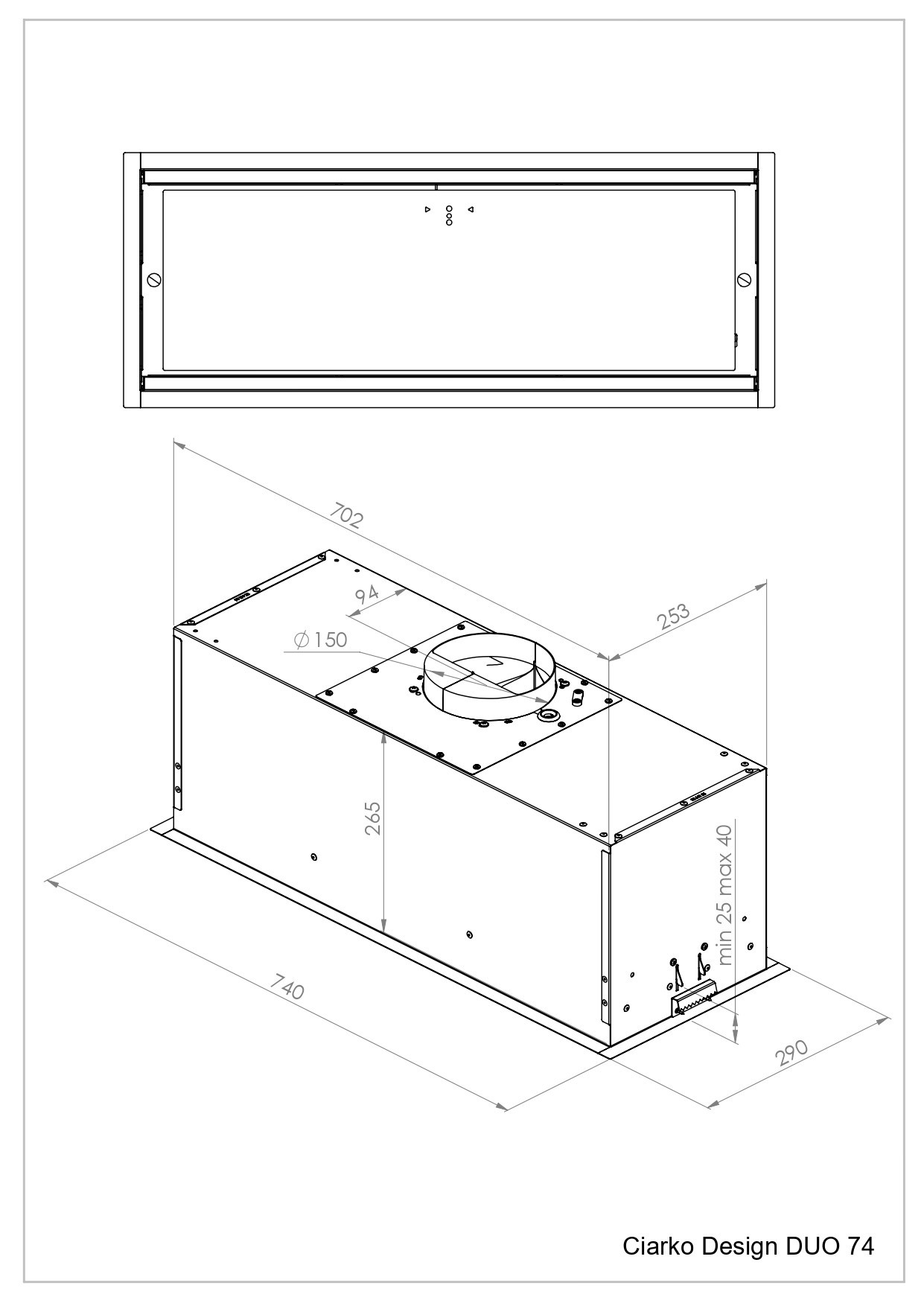 Ciarko Design DUO74BSL Liesituuletin – kuva 1