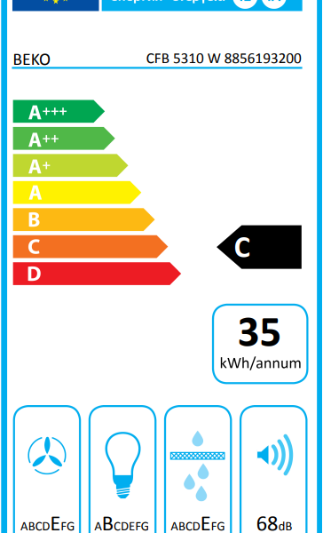 Beko CFB5310W Liesituuletin – kuva 2
