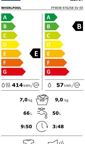 Whirlpool FFWDB976258SVEE Kuivaava pyykinpesukone – kuva 5