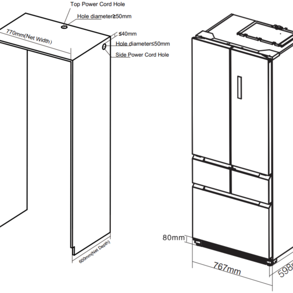Frigelux FRD190XBI Side-by-side Jääkaappi – kuva 2