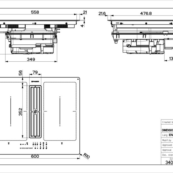 Faber GALILEO60 Induktiotaso liesituulettimella – kuva 3