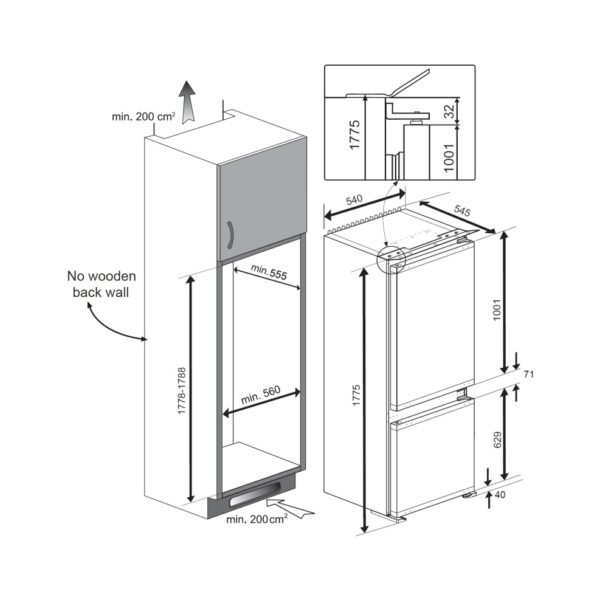 Beko BCHA275K41SN Integroitava Jääkaappipakastin – kuva 2