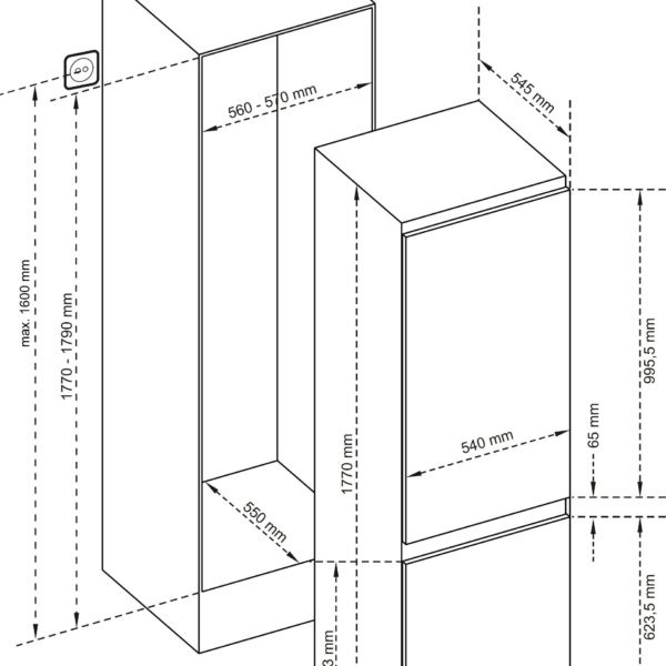 Kluge KCN2256J Integroitava Jääkaappipakastin – kuva 1
