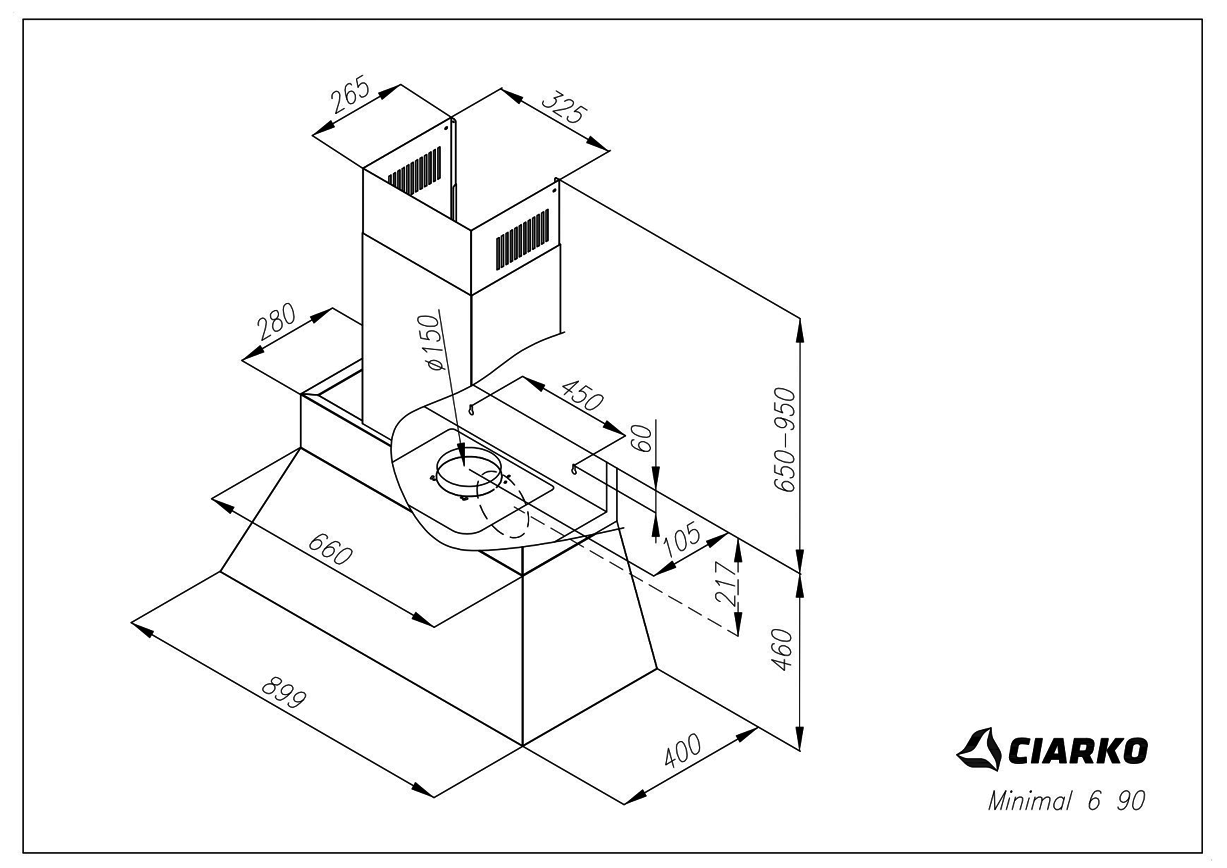 Ciarko Design MINIMAL6B90 Liesituuletin – kuva 2