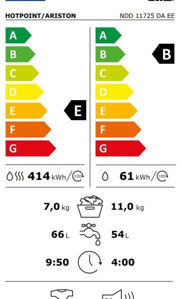 Hotpoint-Ariston NDD11725DAEE Kuivaava pyykinpesukone – kuva 3