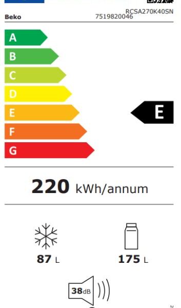 Beko RCSA270K40SN Jääkaappipakastin – kuva 5