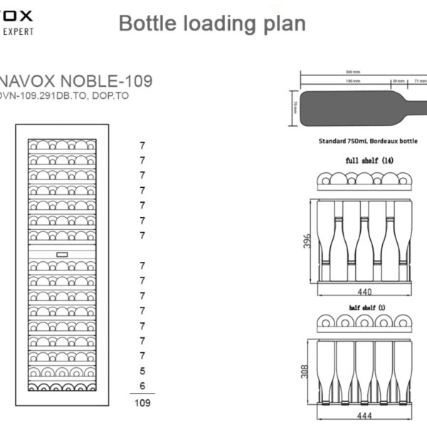 Dunavox DVN109.291DOP.TO Viinikaappi – kuva 5