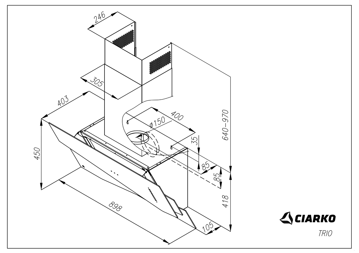 Ciarko Design TRIOB Liesituuletin – kuva 4