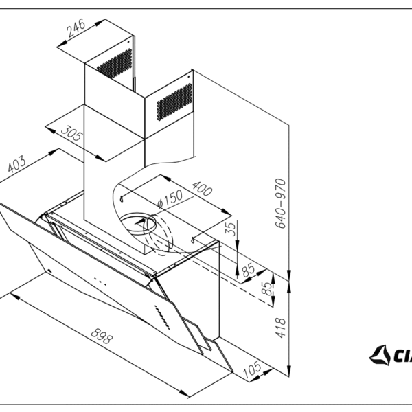 Ciarko Design TRIOB/RG Liesituuletin – kuva 4
