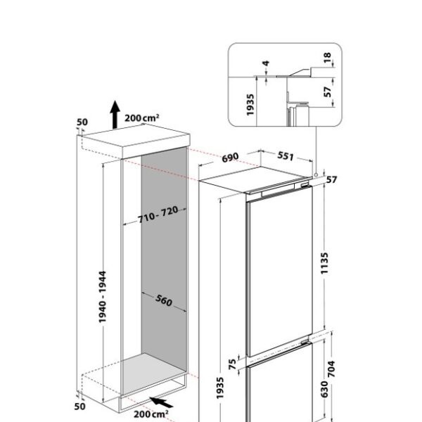 Whirlpool WHSP70T121 Integroitava Jääkaappipakastin – kuva 3