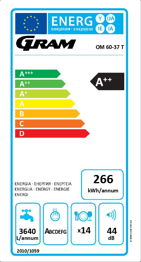 Gram OM 60-37 T Kalusteisiin sijoitettava astianpesukone – kuva 4