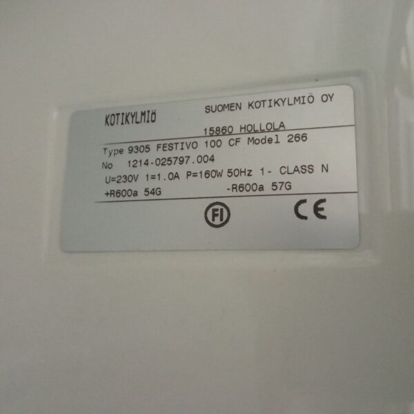 Kylmiö/pakastin Festivo 100 cf harmaa/rosteri, käytetty – kuva 6