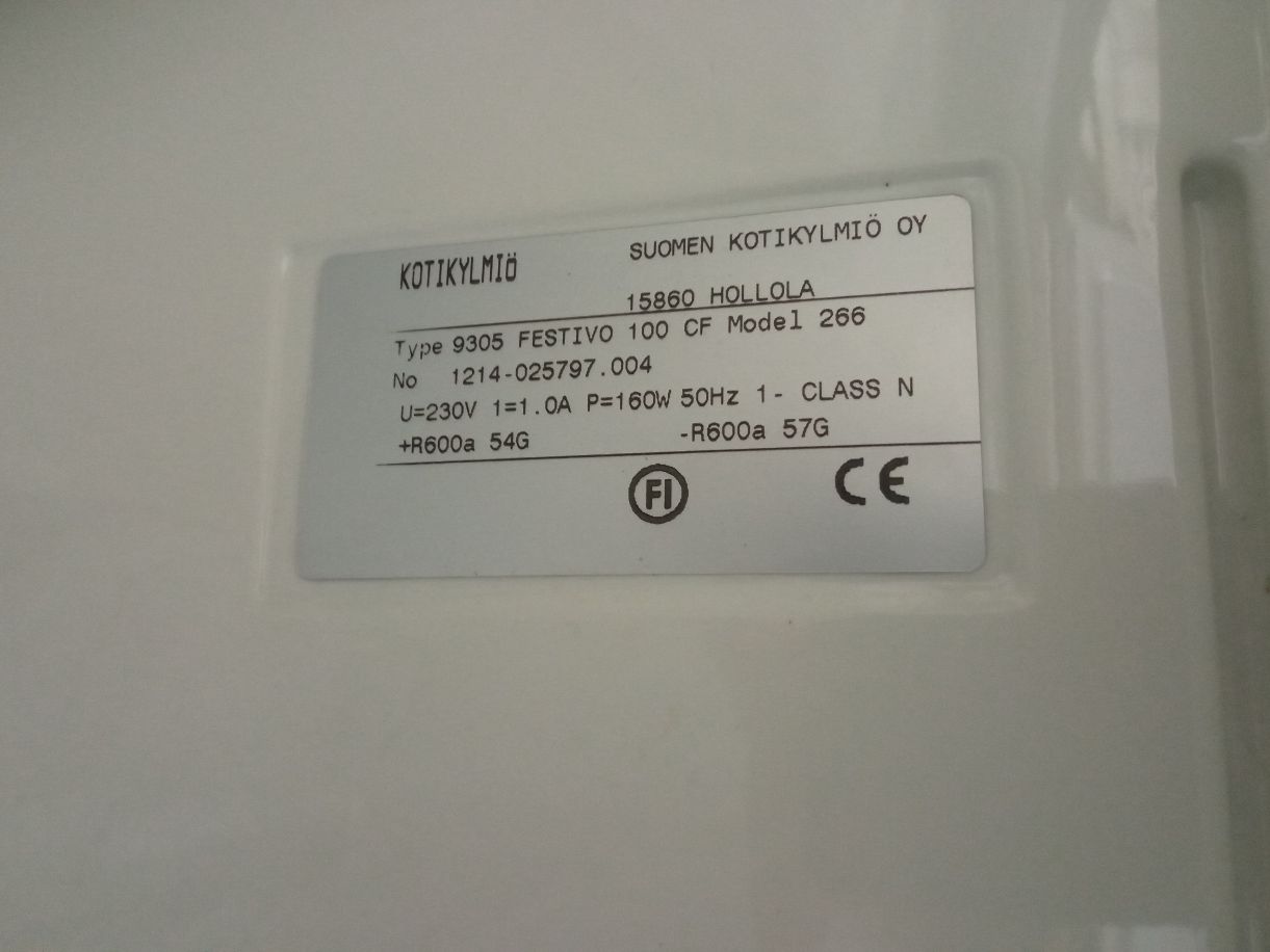 Kylmiö/pakastin Festivo 100 cf harmaa/rosteri, käytetty – kuva 6