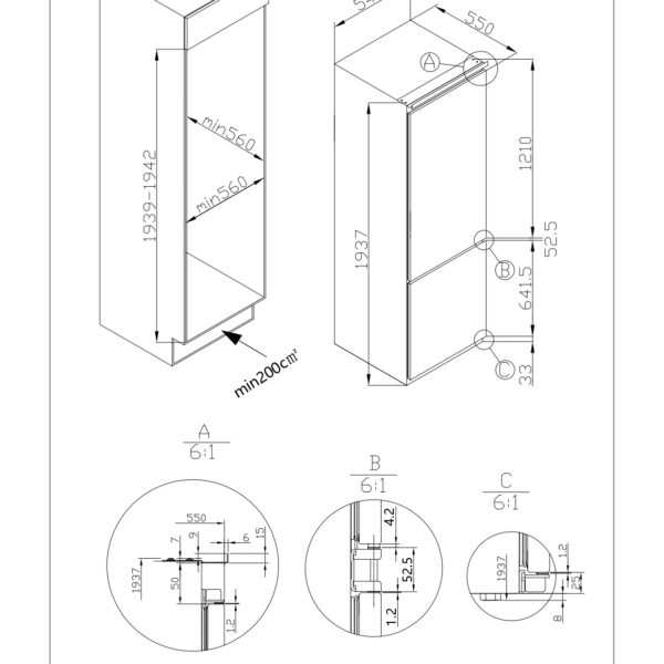 Kluge KC2300J Integroitava Jääkaappi – kuva 2