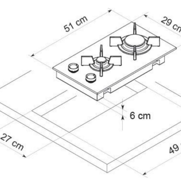De Dietrich DPG3301B Kaasuliesitaso – kuva 2