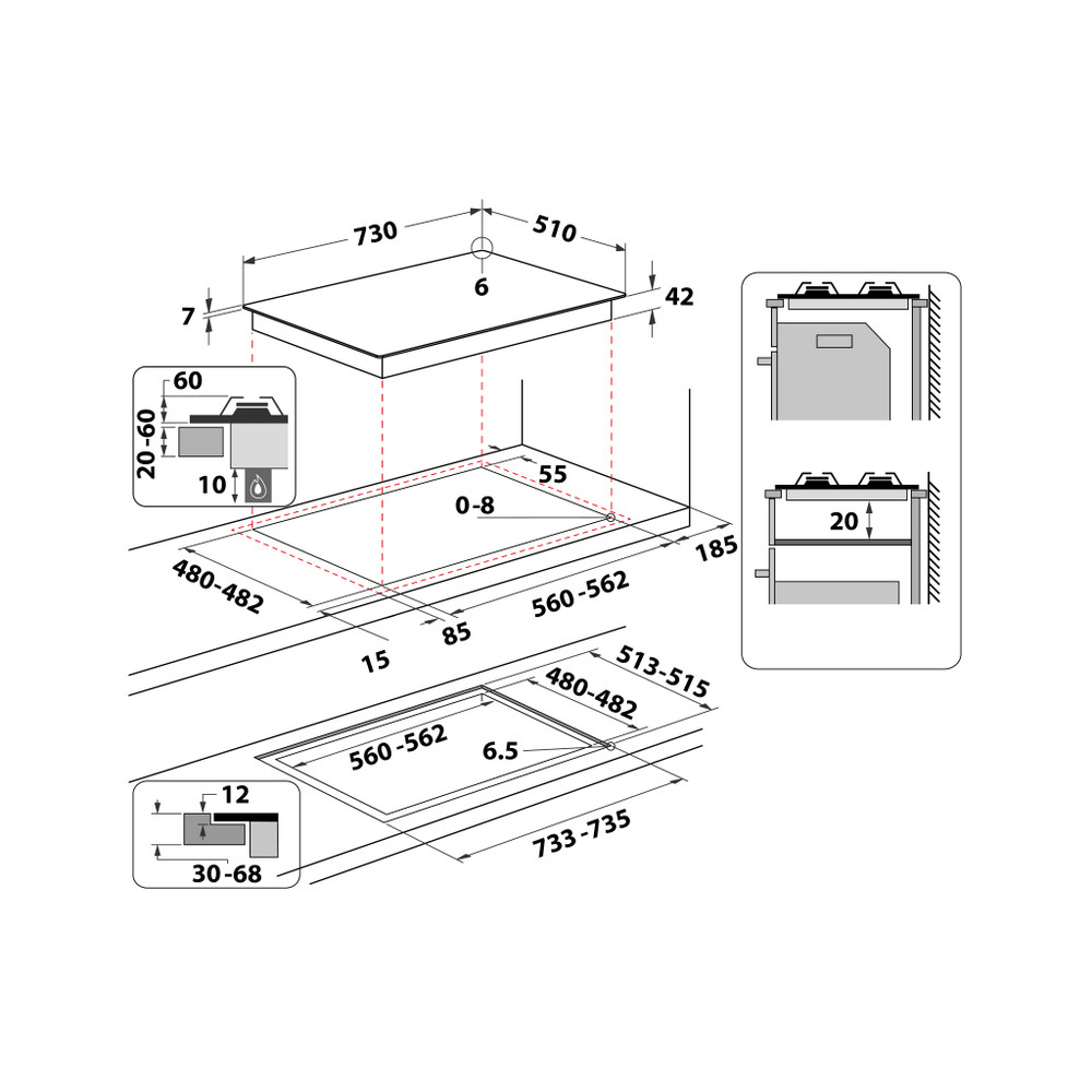 Whirlpool AKWL728NB Kaasuliesitaso – kuva 1