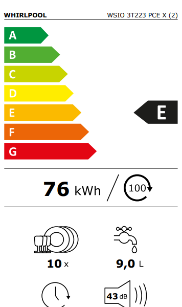 Whirlpool WSIO3T223PCEX Astianpesukone – kuva 3