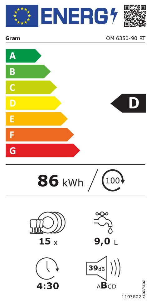 Gram OM6350-90RT Astianpesukone – kuva 2