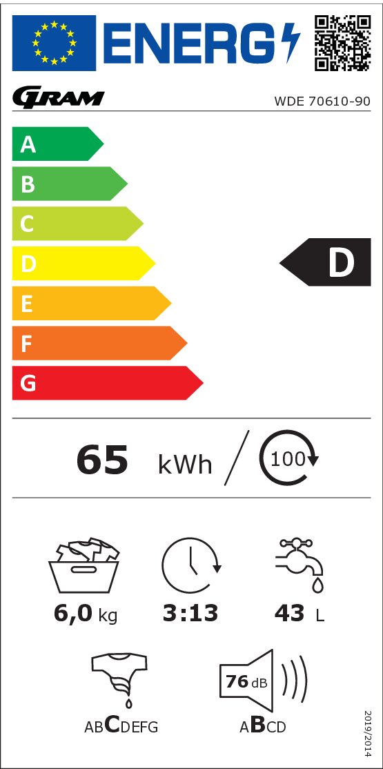 Gram WDE 70610-90 Pyykinpesukone – kuva 1