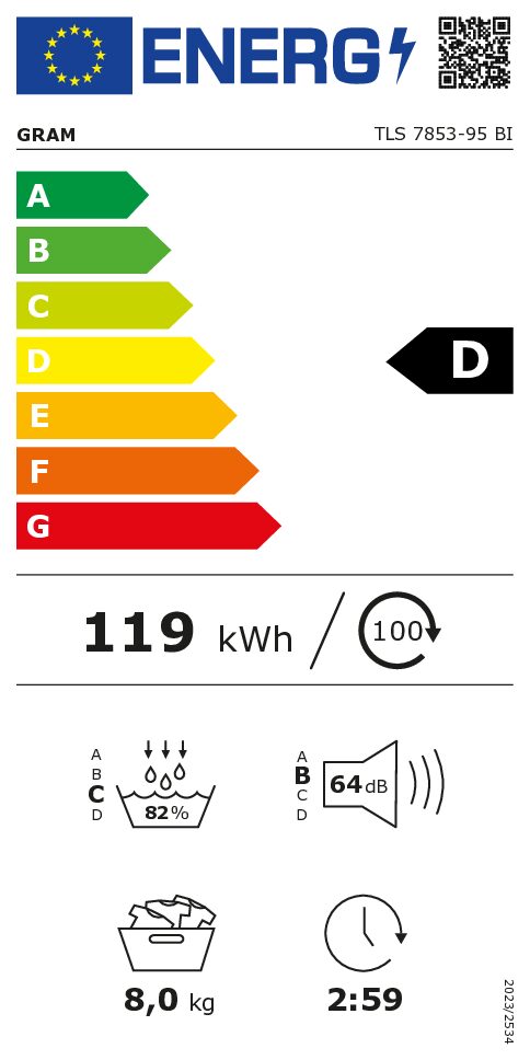 Gram TLS7853-95BI Lämpöpumppukuivausrumpu – kuva 1