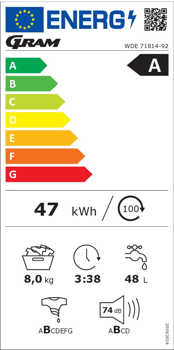 Gram WDE71814-92 Pyykinpesukone – kuva 1