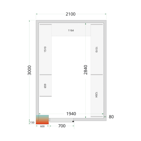 Tefcold CR 210x300x220 Cold Room Panels 80 mm