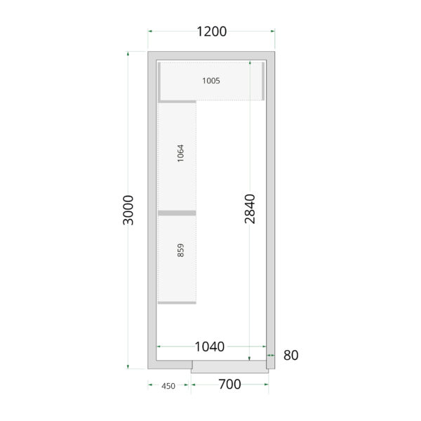Tefcold CR 120x300x220 Kylmähuone-elementit 80 mm – kuva 4