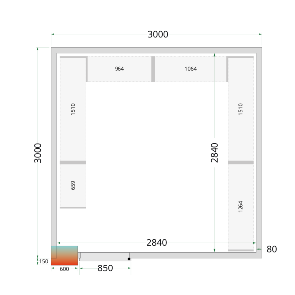Tefcold CR 300x300x220 WD Cold Room Panels 80 mm