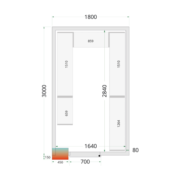 Tefcold CR 180x300x220 Cold Room Panels 80 mm