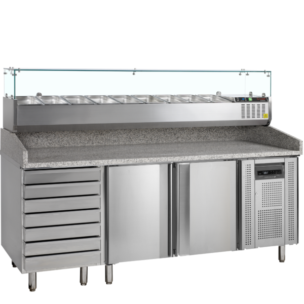 Tefcold PT1310 + GVC38-200 Pizza Table incl. Topping Unit