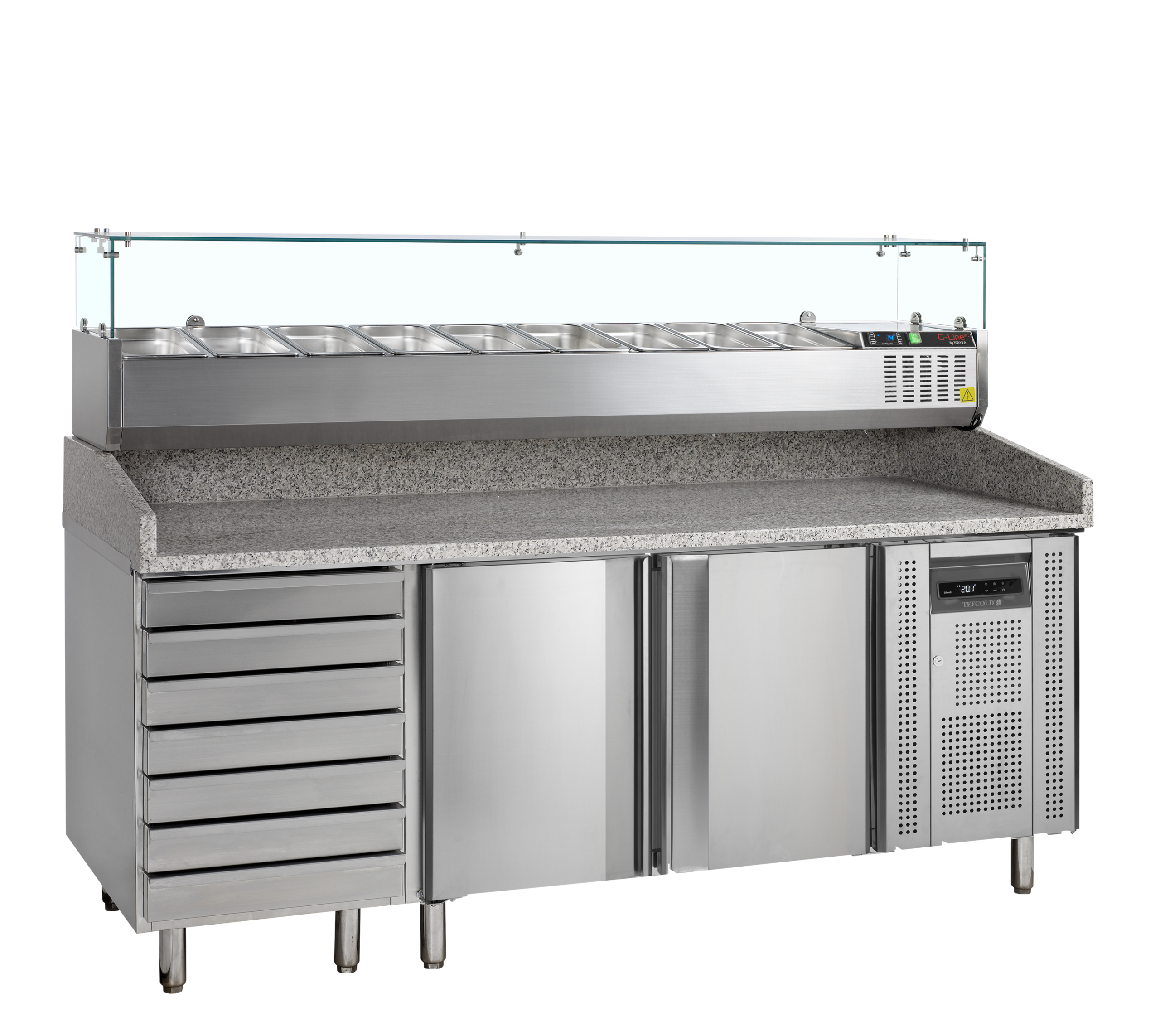 Tefcold PT1310 + GVC38-200 Pizza Table incl. Topping Unit