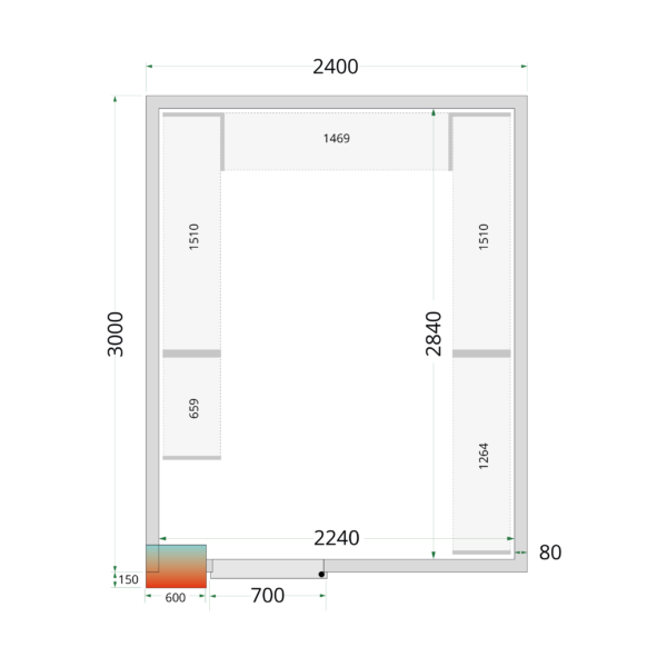 Tefcold CR 240x300x212 NF Cold Room Panels 80 mm