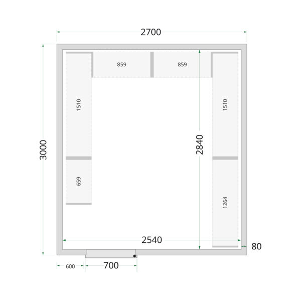 Tefcold CR 270x300x220 Kylmähuone-elementit 80 mm – kuva 4