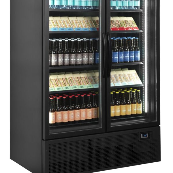 Tefcold FSC1200H BLACK Black 2-door display cooler with canopy – kuva 1