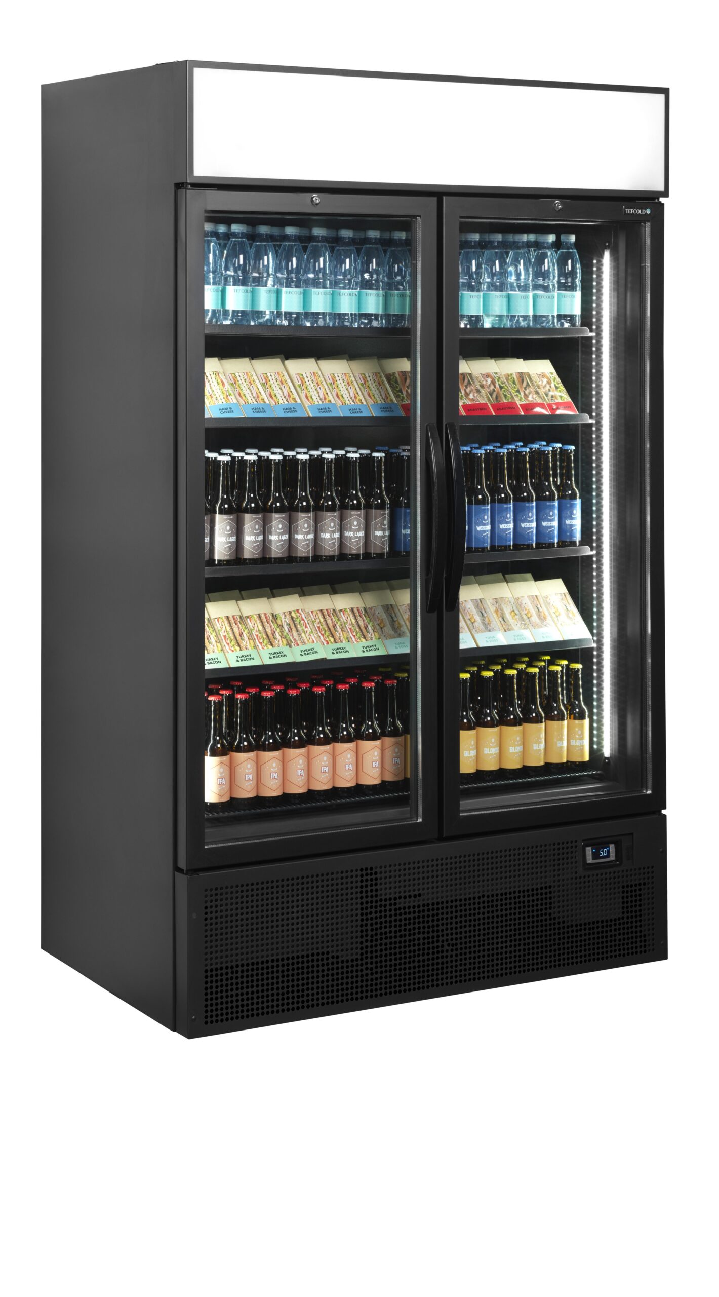 Tefcold FSC1200H BLACK Black 2-door display cooler with canopy – kuva 1